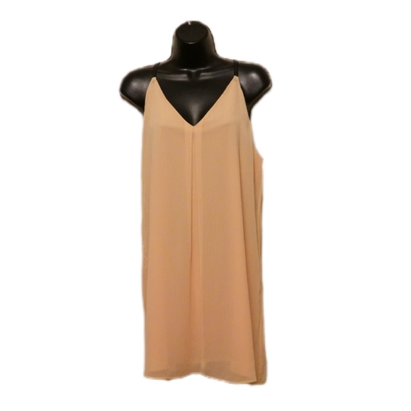 ALICE+OLIVIA Kirby Peach Silk Chiffon Slip Dress with Leather Detail, Medium - Picture 4 of 8